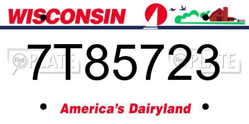 7T85723 Wisconsin License Plate