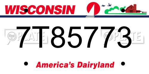 7T85773 Wisconsin License Plate