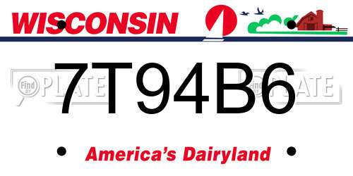7T94B6 Wisconsin License Plate