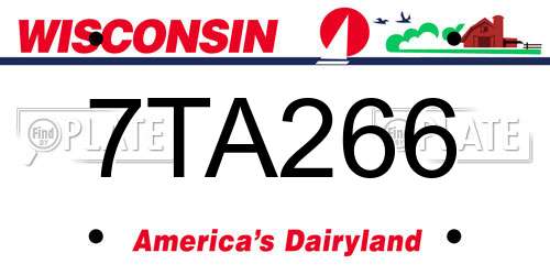 7TA266 Wisconsin License Plate