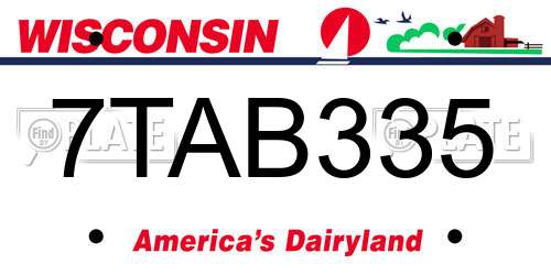 7TAB335 Wisconsin License Plate