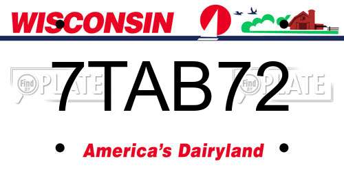 7TAB72 Wisconsin License Plate