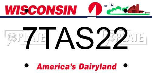 7TAS22 Wisconsin License Plate