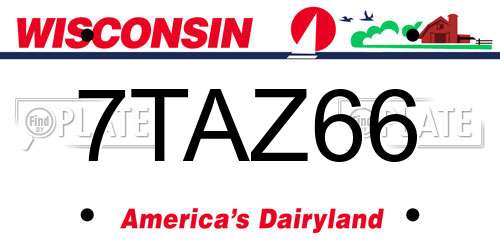 7TAZ66 Wisconsin License Plate