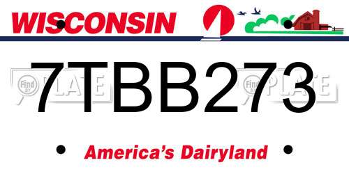 7TBB273 Wisconsin License Plate
