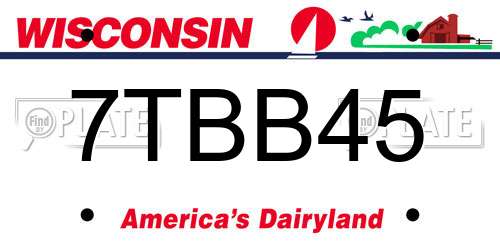 7TBB45 Wisconsin License Plate