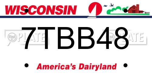 7TBB48 Wisconsin License Plate
