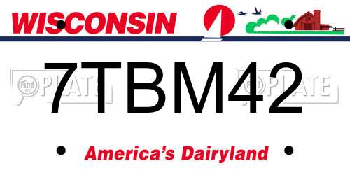 7TBM42 Wisconsin License Plate
