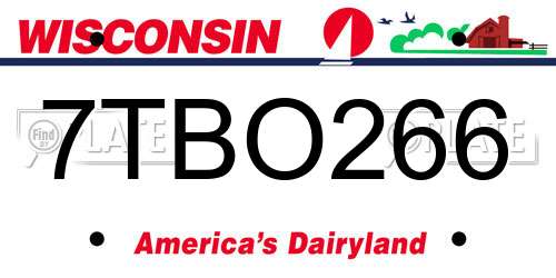 7TBO266 Wisconsin License Plate