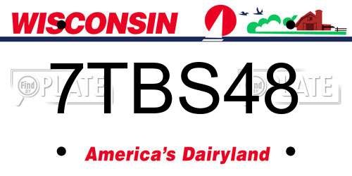 7TBS48 Wisconsin License Plate