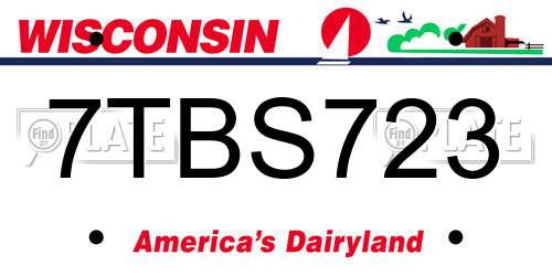7TBS723 Wisconsin License Plate
