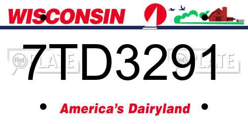 7TD3291 Wisconsin License Plate