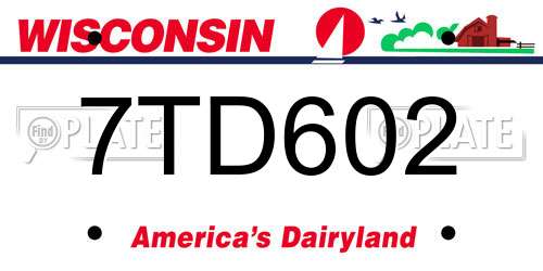 7TD602 Wisconsin License Plate