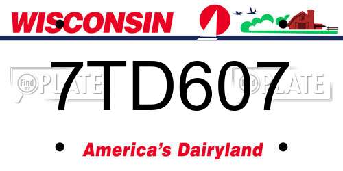 7TD607 Wisconsin License Plate