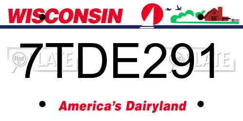 7TDE291 Wisconsin License Plate