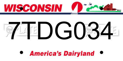 7TDG034 Wisconsin License Plate