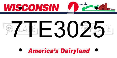 7TE3025 Wisconsin License Plate