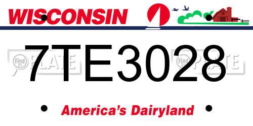 7TE3028 Wisconsin License Plate