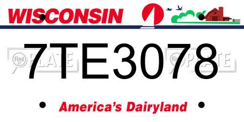 7TE3078 Wisconsin License Plate