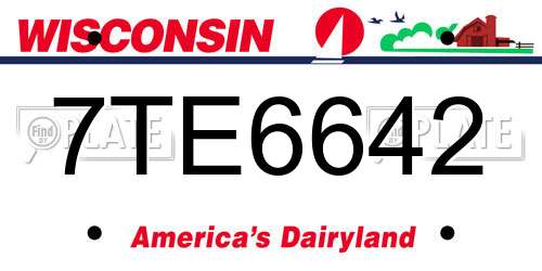 7TE6642 Wisconsin License Plate