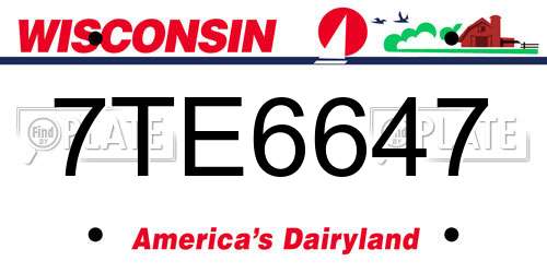 7TE6647 Wisconsin License Plate