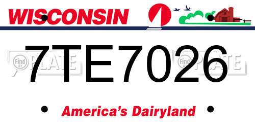 7TE7026 Wisconsin License Plate