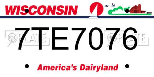 7TE7076 Wisconsin License Plate