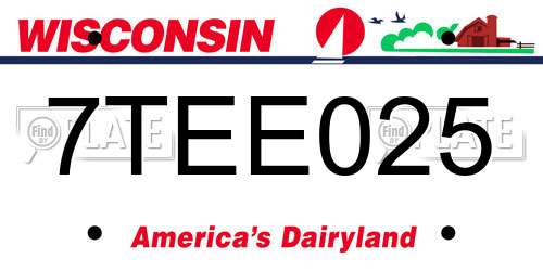 7TEE025 Wisconsin License Plate