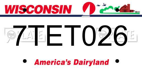 7TET026 Wisconsin License Plate