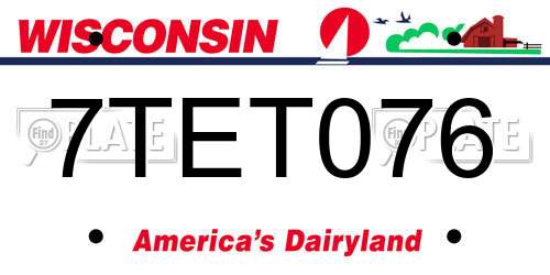 7TET076 Wisconsin License Plate