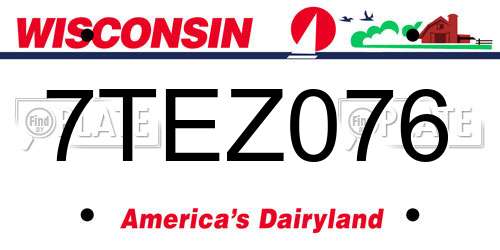 7TEZ076 Wisconsin License Plate