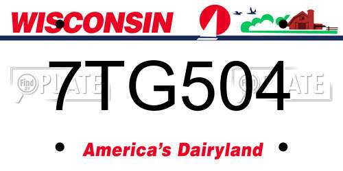 7TG504 Wisconsin License Plate