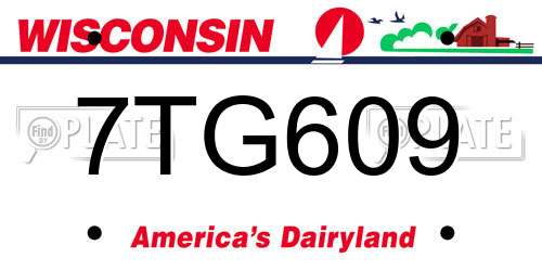 7TG609 Wisconsin License Plate