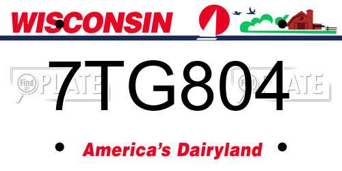 7TG804 Wisconsin License Plate