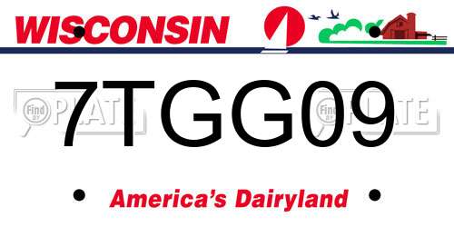 7TGG09 Wisconsin License Plate