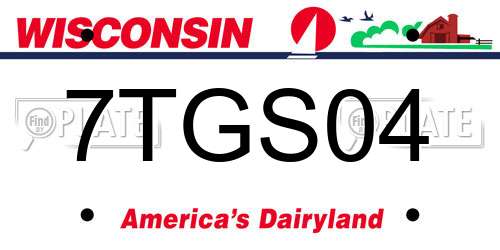 7TGS04 Wisconsin License Plate