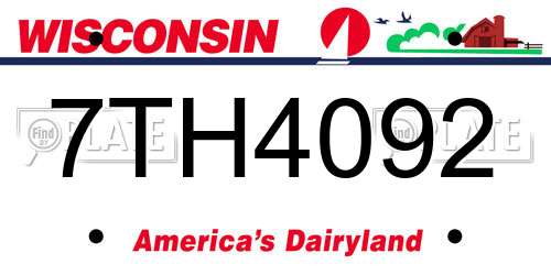 7TH4092 Wisconsin License Plate