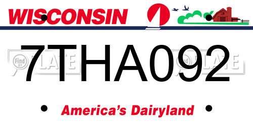 7THA092 Wisconsin License Plate