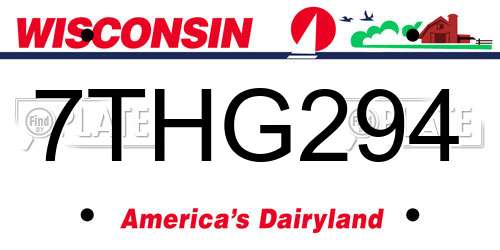 7THG294 Wisconsin License Plate