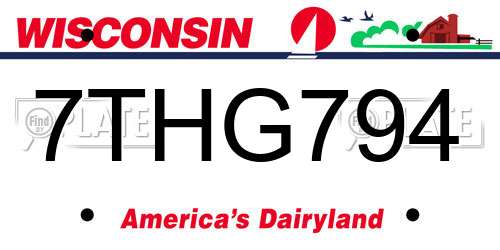 7THG794 Wisconsin License Plate