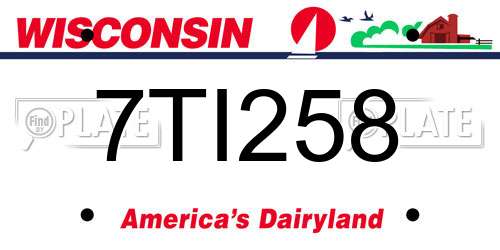 7TI258 Wisconsin License Plate