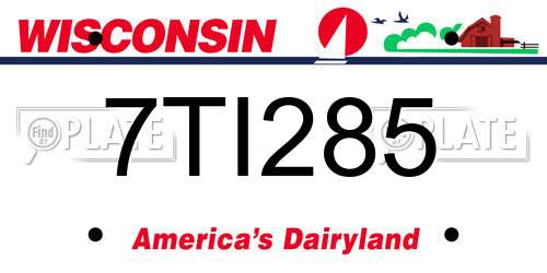 7TI285 Wisconsin License Plate