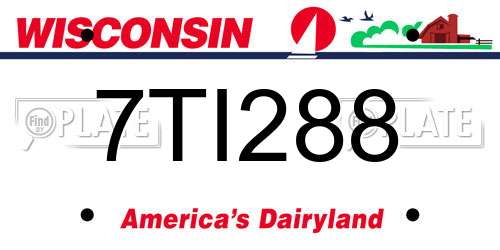 7TI288 Wisconsin License Plate