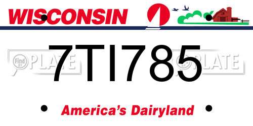 7TI785 Wisconsin License Plate