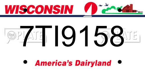 7TI9158 Wisconsin License Plate