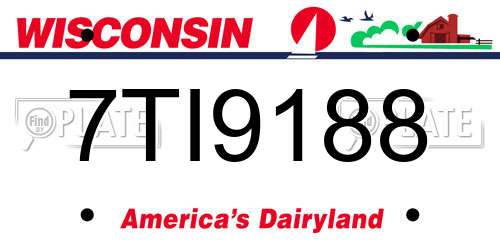 7TI9188 Wisconsin License Plate
