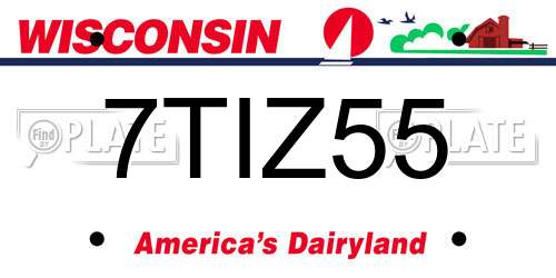 7TIZ55 Wisconsin License Plate