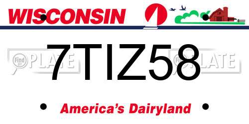 7TIZ58 Wisconsin License Plate