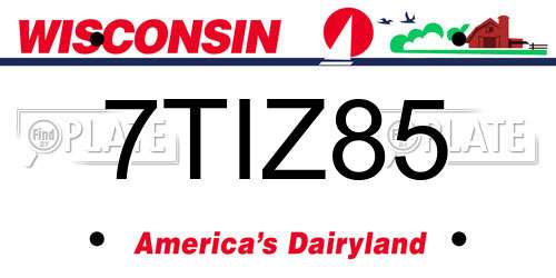 7TIZ85 Wisconsin License Plate