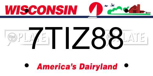 7TIZ88 Wisconsin License Plate